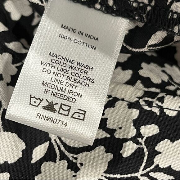 1. State Cotton Floral Puffed Sleeve Dress Black White Cottagecore Prairie - Picture 13 of 15